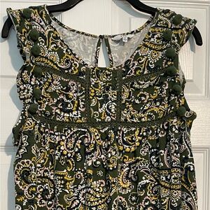 Crown & Ivy Green Paisley Print Summer Dress